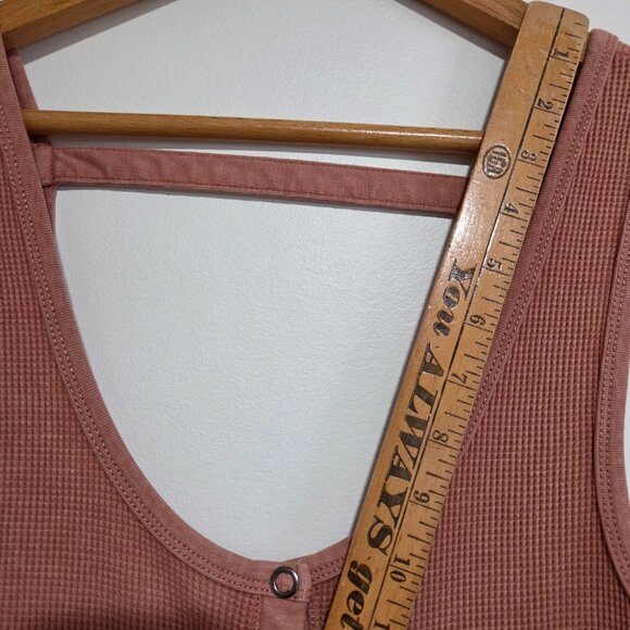 EUC ANTHROPOLOGIE DAILY PRACTICE WAFFLE KNIT SCOOP NECK BUTTON DOWN TAN DRESS M - Picture 12 of 14